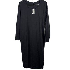 Monrow Mommy Womens Maternity Cotton Stretch Midi Dress Size L Long Sleeve